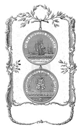 Foto de Medalla en honor de Gerardus Oorthuys, capitán de la fragata Den Briel, Noach van der Meer (II), después de Jacobus Buys, después de Johan George Holtzhey, 1781 - 1782 - Imagen libre de derechos