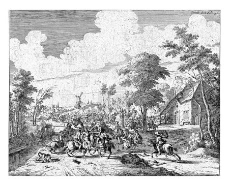 Foto de Batalla en Borgerhout cerca de Amberes en la que un ejército español de Don Andrea Cantelmo bajo el mando de Don Juan de Borges - Imagen libre de derechos
