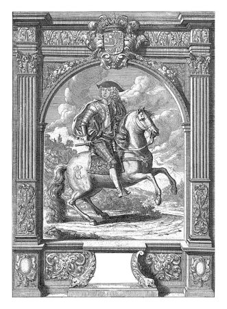 Téléchargez les photos : Portrait équestre de l'empereur Charles VI, Richard van Orley (II), 1711 - 1732 Portrait de l'empereur Charles VI à cheval, en armure avec un coup de couteau à trois pointes. - en image libre de droit