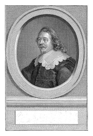 Foto de Retrato del alcalde y concejal de Ámsterdam Cornelis de Graeff en un óvalo. El retrato descansa sobre un zócalo con un campo vacío para su nombre. - Imagen libre de derechos