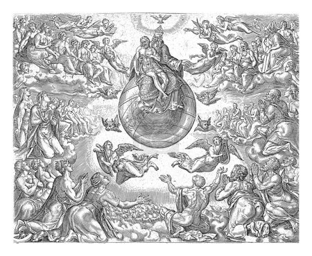 Photo for Adoration of the Trinity, Johannes Wierix, after Maarten van Heemskerck, 1569 - 1573 The Trinity is worshiped by men and angels. - Royalty Free Image
