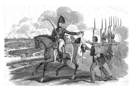Foto de Guillermo Federico Jorge, Príncipe de Orange, entrega condecoraciones a sus hombres durante la batalla de Quatre-Bras, el 16 de junio de 1815. - Imagen libre de derechos