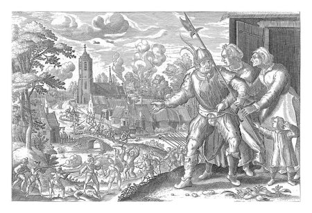 Foto de Al capitán campesino se le impide luchar, c. 1600, Floris Balthasarsz. van Berckenrode, después de Aegidius van Saen, 1720 - 1772 Al capitán campesino se le impide luchar. - Imagen libre de derechos