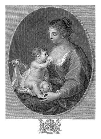 Foto de María con el niño, Francesco Bartolozzi, después de Anthony van Dyck, 1770 María con el niño en el pecho. Posiblemente una historia de retratos de la esposa de Anthony van Dyck. - Imagen libre de derechos