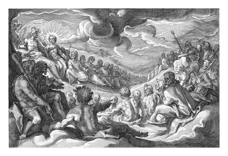 Photo for Jupiter summons the assembly of the gods to take measures against the sins on earth. The gods have gathered at Jupiter, rear left. - Royalty Free Image