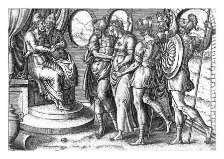 Foto de Susana ante los jueces, Abraham de Bruyn, 1570 Susana es llevada ante los ancianos, que la acusan de infidelidad. Como jueces, también la condenan.. - Imagen libre de derechos