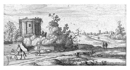 Photo for Landscape with ruins of a Roman temple, Esaias van de Velde, 1645 Title print for a series of ten landscapes. Remarkable is the Italianate character of this landscape, vintage engraved. - Royalty Free Image