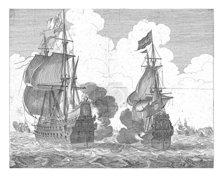 Téléchargez les photos : Bataille entre l'amiral hollandais Aemelia de Maarten Tromp et l'amiral espagnol Santa Teresa d'Antonio de Oquendo lors de la bataille de Duins, 21 octobre 1639. - en image libre de droit