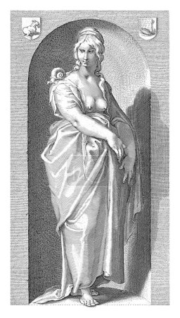 Foto de Personificación de la pereza, representada como una figura femenina con un caracol en el hombro, de pie en un nicho. - Imagen libre de derechos