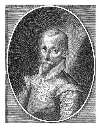 Téléchargez les photos : Portrait de Francisco Hurtado de Mendoza (1545-1623), amiral d'Aragon, général espagnol pendant la guerre de 80 ans. Buste à gauche, une croix sur la poitrine, dans un ovale. - en image libre de droit