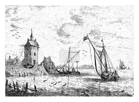 Photo for Harbor view with a watchtower, Bonaventura Peeters (I), 1624 - 1652 - Royalty Free Image