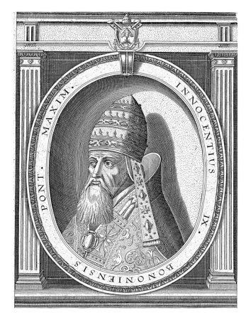 Foto de Retrato del Papa Inocencio IX vestido con las túnicas papales, cabeza vestida con la tiara papal. - Imagen libre de derechos
