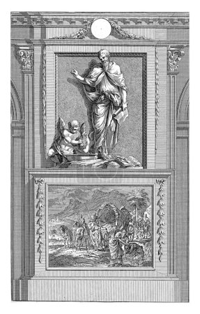 Foto de Apóstol Filipo, Jan Luyken, después de Jan Goeree, 1698 El apóstol Felipe hace un gesto de bendición sobre un ángel que está siendo bautizado. - Imagen libre de derechos