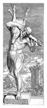 Téléchargez les photos : Hercule avec le sanglier d'Erymanthus, Hendrik Pola, v. 1705 - c. 1713 Statue d'un Hercule nu, portant sur son épaule un sanglier et son bâton. - en image libre de droit