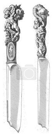 Photo for Two Knives, Aegidius Sadeler, after Francesco Salviati, c. 1580 - 1605 Reverse-sided copy after print by Francesco Salviati (RP-P-1899-A-21785). - Royalty Free Image