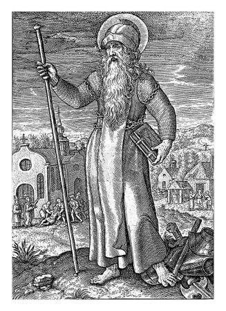H. Wilhelmus d'Aquitaine, Hieronymus Wierix, 1563 - avant 1619 Saint Guillaume d'Aquitaine, comte de Toulouse et duc d'Aquitaine, vêtu d'un casque.