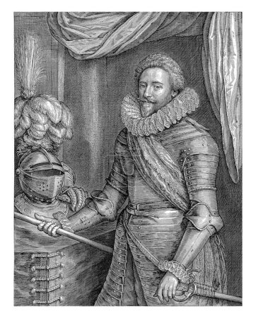 Photo for Portrait of Frederik Hendrik, Prince of Orange-Nassau, Jacob Matham, after Michiel Jansz van Mierevelt, 1610 Knee piece of Frederik Hendrik, Prince of Orange-Nassau. - Royalty Free Image
