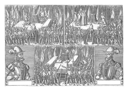 Téléchargez les photos : La décapitation d'Egmont et Horne, Wolfgang Meyerpeck, 1568 La décapitation des comtes d'Egmond et Horne, 5 juin 1568, en cinq scènes. - en image libre de droit