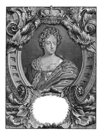 Foto de Retrato de Ana, reina de Inglaterra, Philibert Bouttats (I), 1702 - 1731 Retrato en marco oval de Ana, reina de Inglaterra, Escocia e Irlanda. Busto a la derecha. - Imagen libre de derechos