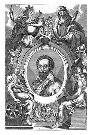 Foto de Retrato de Charles de Gontaut, Gaspar Bouttats, después de Cornelis Galle (II), después de Peter Paul Rubens, 1650 - 1695 Retrato en marco oval de Charles de Gontaut, duque de Biron, en armadura. - Imagen libre de derechos