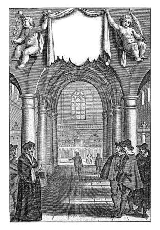 Téléchargez les photos : Desiderius Erasmus in Church Interior, Cornelis van Dalen (I), 1642 - en image libre de droit