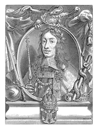 Téléchargez les photos : Buste portrait de Léopold Ier, dans un manteau richement décoré. Il est couronné d'une couronne de laurier et porte une chaîne avec l'Ordre de la Toison d'or. - en image libre de droit