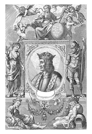 Foto de Retrato del rey Fernando de Aragón, Gaspar Bouttats, después de Cornelis Galle (II), después de Pedro Pablo Rubens, 1650 - 1695 Retrato en marco oval del rey Fernando II de Aragón. - Imagen libre de derechos
