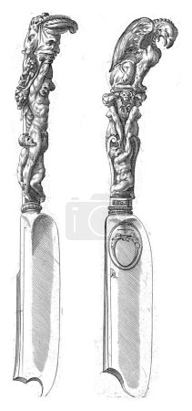 Photo for Two Knives, Aegidius Sadeler, after Francesco Salviati, c. 1580 - 1605 Reverse copy after print by Francesco Salviati. The handle of the right knife is decorated with a man kneeling. - Royalty Free Image
