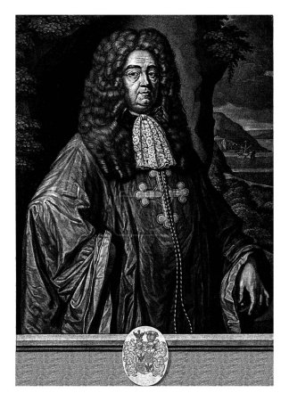 Téléchargez les photos : Portrait Johannes Cramprich de Cronefelt, Abraham Bloteling, d'après Simon Ruys, 1687 Portrait de Johannes Cramprich de Cronefelt (Joanni Cramprich de Cronefelt), ambassadeur à La Haye. - en image libre de droit