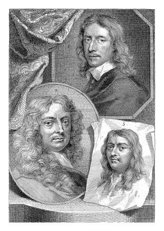 Téléchargez les photos : Portraits de Govert Flinck, Peter Lely et Philips Koninck, Jacob Houbraken, 1753 - en image libre de droit