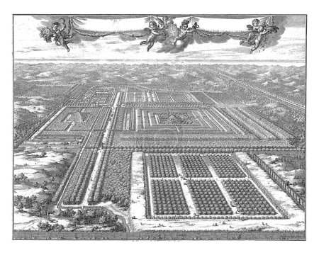 Téléchargez les photos : Vue du parc Zorgvliet de La Haye, Johannes Jacobsz van den Aveele, 1721 - 1774 Vue aérienne du domaine Zorgvliet de La Haye. - en image libre de droit