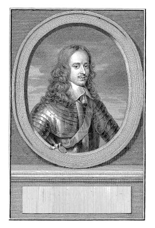 Téléchargez les photos : Portrait à droite de Guillaume II, prince d'Orange, dans un ovale. Le portrait repose sur un socle avec un champ vide pour son nom. - en image libre de droit