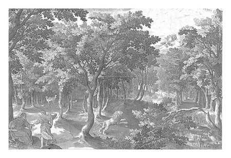 Téléchargez les photos : Cinquième vision d'Esdras, Nicolaes de Bruyn, 1687 - 1749 La Cinquième vision d'Esdras. Dans une forêt, un lion rugit au ciel, où un aigle à trois têtes qui brûle se dévore. - en image libre de droit