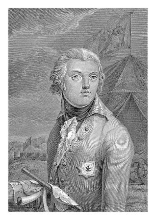 Photo for Portrait of Frederik, Prince of Orange-Nassau, Daniel Vrijdag, after Cornelis Groeneveld, 1802 Portrait of Frederik. In the background an army tent. - Royalty Free Image