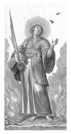 Foto de Santa Inés como mártir con el cordero entre las llamas, Pieter de Bailliu (I), 1623 - 1660 - Imagen libre de derechos