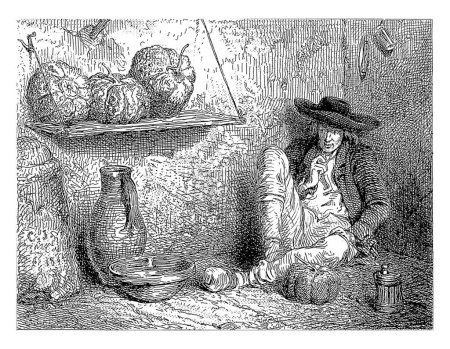Photo for Melon Seller, Charles Emile Jacque, 1844, vintage engraved. - Royalty Free Image