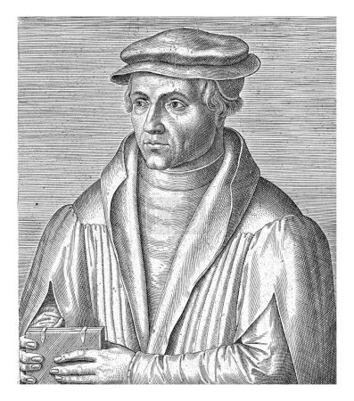 Foto de Retrato de Beatus Bild, Philips Galle, 1567 Retrato de Beatus Bild, un famoso humanista alemán. Busque a la izquierda. La impresión tiene un título en latín y es parte de una serie de famosos estudiosos. - Imagen libre de derechos