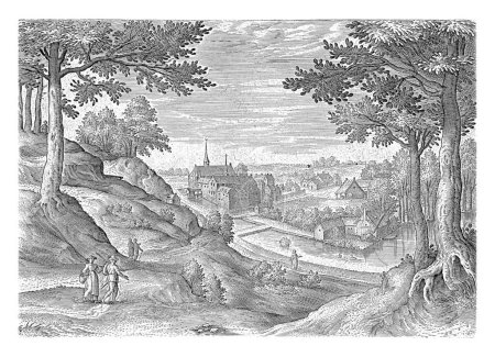 Foto de Vista del monasterio de Zevenborren, situado en el municipio de Sint-Genesius-Rode, cerca de Bruselas. La impresión forma parte de una serie con caras de la zona de Bruselas. - Imagen libre de derechos