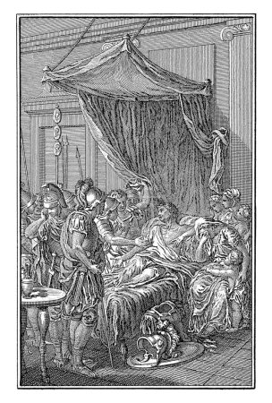 Téléchargez les photos : Germanicus sur son lit de mort, Jan Caspar Philips, d'après Hubert François Gravelot, 1736-1775 Germanicus couché sur son lit de mort. - en image libre de droit