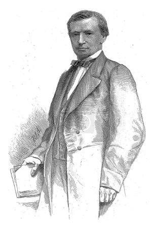 Foto de Retrato de Conrad Busken Huet, Petrus Johannes Arendzen, 1856 - 1886 Retrato de Conrad Busken Huet en media persona, con libro en la mano. - Imagen libre de derechos