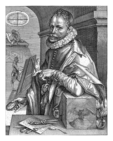 Téléchargez les photos : Portrait de Jacques de Gheyn, Andries Jacobsz. Stock, 1610 Portrait demi-long à gauche de Jacob de Geyn. En dessous du portrait se trouvent le nom et quatre lignes en latin. - en image libre de droit