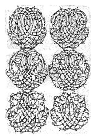 Foto de Seis monogramas grandes (NOPQ-STVX), Daniel de Lafeuille, c. 1690 - c. 1691 De una serie de 29 hojas parcialmente numeradas con monogramas numéricos. - Imagen libre de derechos