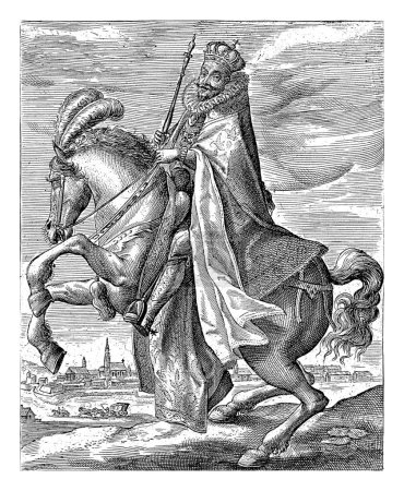Foto de Matías de Austria a caballo, Crispijn van de Passe (I), después de Augustin Braun, después de 1612 Matías de Austria, emperador romano alemán, a caballo. - Imagen libre de derechos