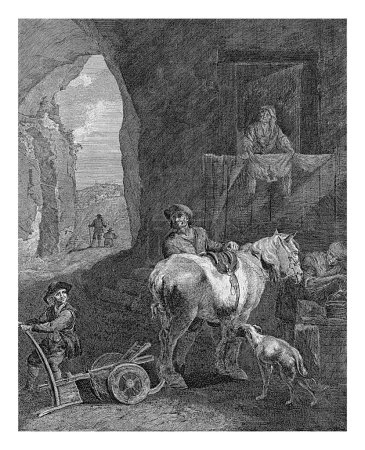 Photo for Farmer with horse at a cave house, Elisabeth Marie Simons, after Nicolaes Pietersz. Berchem, 1760 - 1834 - Royalty Free Image