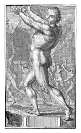 Foto de Retrato de Dirk Jansz., Romeyn de Hooghe, 1701 Retrato de Theodorus Sutor (Dirk Jansz.) como corredor desnudo de una serie de retratos en Historie der Kerken . - Imagen libre de derechos