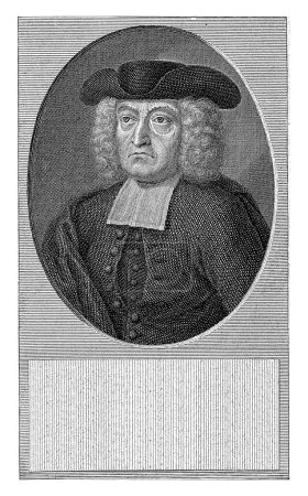 Téléchargez les photos : Portrait de Pieter Schrijver, Jacob Folkema, d'après Anna Folkema, 1702 - 1767 Portrait buste ovale à gauche du pasteur Pieter Schrijver, avec chapeau. - en image libre de droit