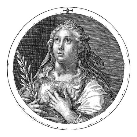 Téléchargez les photos : Sibyl égyptien, Crispijn van de Passe (I), 1601 Buste de Sibyl égyptien. Dans sa main droite elle tient une branche d'olivier et sa main gauche elle tient contre sa poitrine. - en image libre de droit