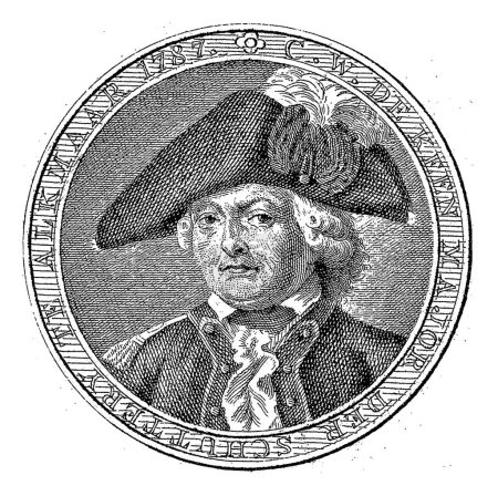 Téléchargez les photos : Portrait de C.W. de Keen, Abraham Jacobsz. Hulk, 1787 Buste de C.W. de Keen dans un médaillon avec lettrage de bord en néerlandais. - en image libre de droit