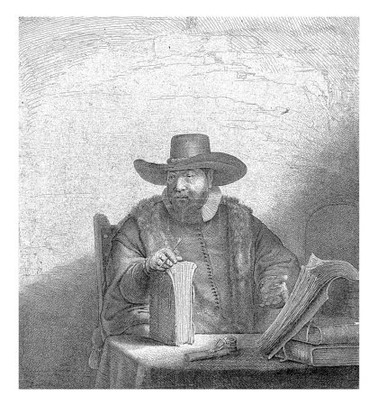 Portrait of the Mennonite minister Cornelis Claesz. Anslo, Salomon Savery, after Rembrandt van Rijn, 1641 - 1665