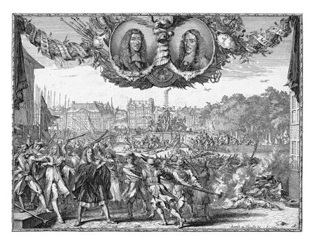 Photo for Murder of the De Witt Brothers, 1672, Romeyn de Hooghe, 1672 Print in which the various episodes of the murder of the De Witt brothers have been processed into one large image. - Royalty Free Image
